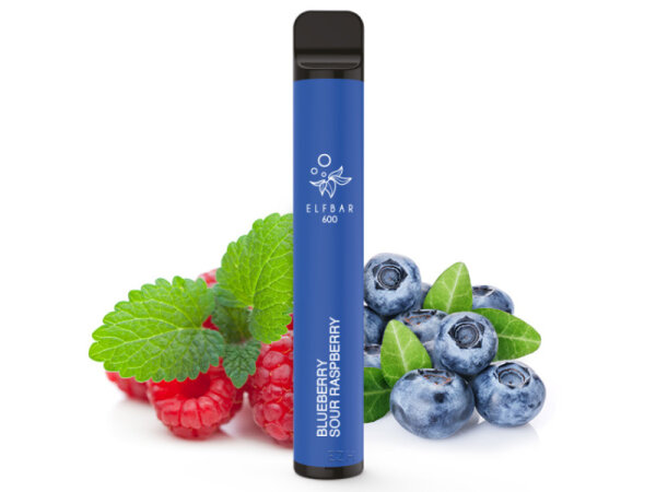 ELFBAR 600 - "Blueberry Sour Raspberry" (Blaubeere, Saure Himbeere) - E-Shisha - ohne Nikotin - 600 Z&uuml;ge