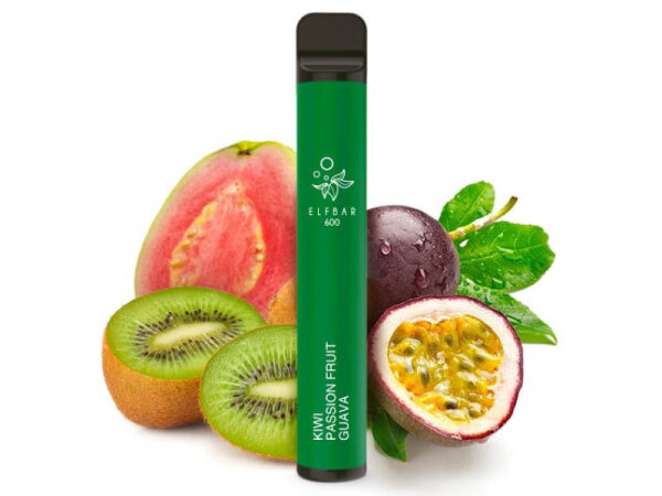 ELFBAR 600 - "Kiwi Passion Fruit Guava" (Kiwi, Maracuja, Guave) - E-Shisha - ohne Nikotin - 600 Z&uuml;ge