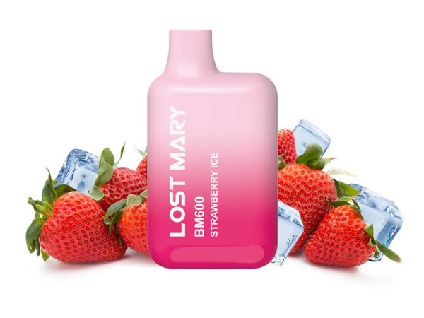 Lost Mary BM600 "Strawberry Ice" (Erdbeere, Eis) E-Shisha - 20mg - ca. 600 Z&uuml;ge