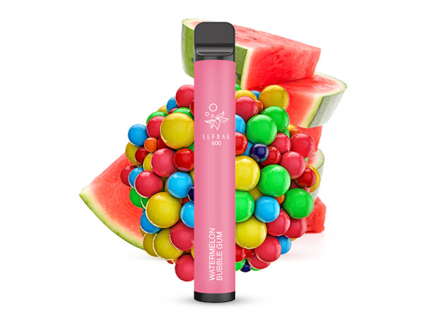 ELFBAR 600 - "Watermelon Bubble Gum/BG" (Wassermelone, Kaugummi) - E-Shisha - 20 mg - ca. 600 Z&uuml;ge. mit Kindersicherung