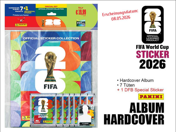 Panini FIFA WM 2026; Sticker -  Hardcover Album + 7 T&uuml;ten